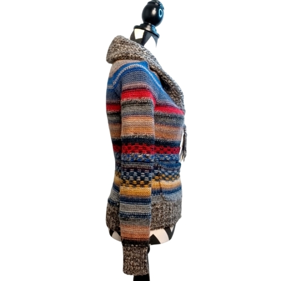 Wilfred Free Whimsical Wool Alpaca Blend Full Zip Striped Knit Sweater Cardigan - Picture 3 of 12